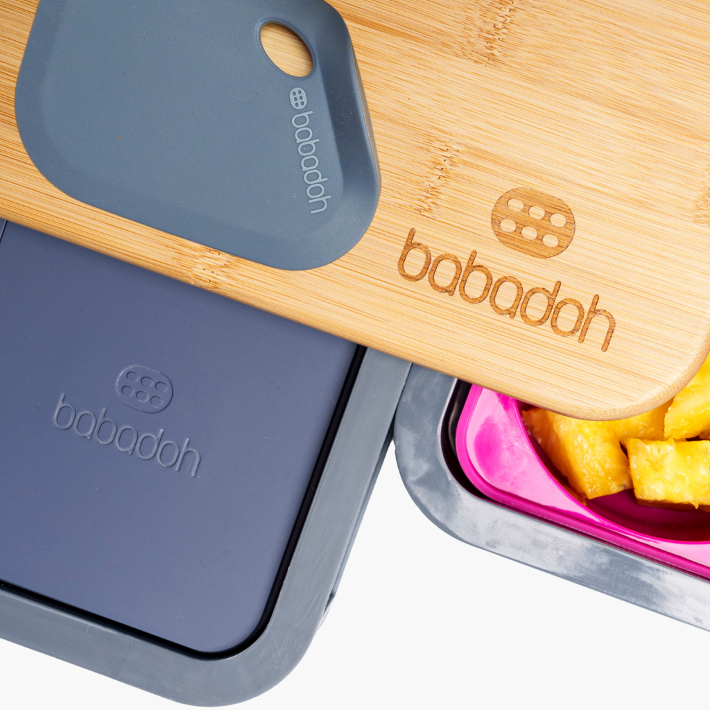 Babadoh Pizza Dough Tray & Bamboo Board Set - 2 Stackable Steel Trays & Board, Fridge Safe
